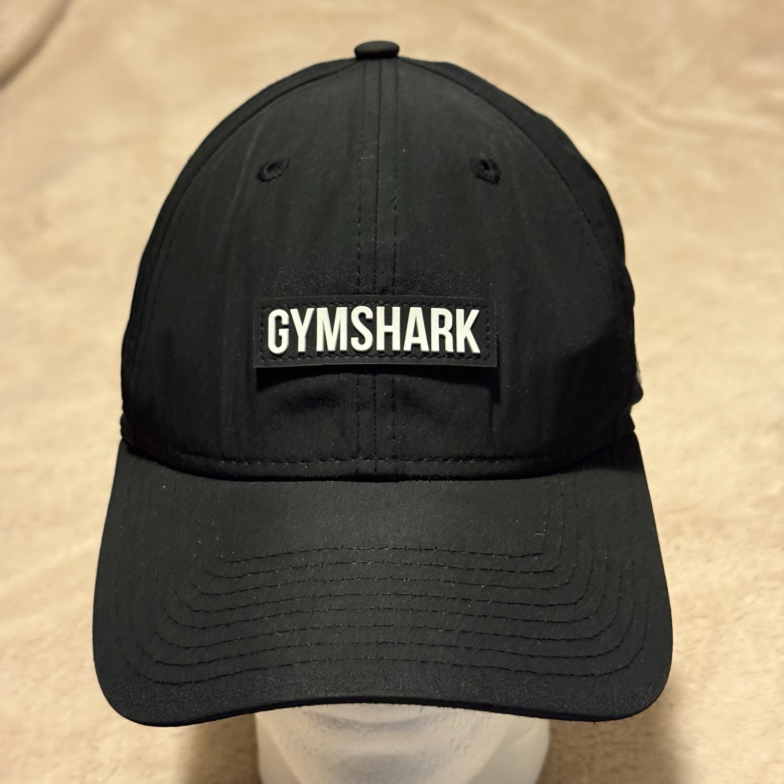 Gymshark Hat Black New Era Rubber Logo Perforated Mesh Snapback Gym Shark Cap